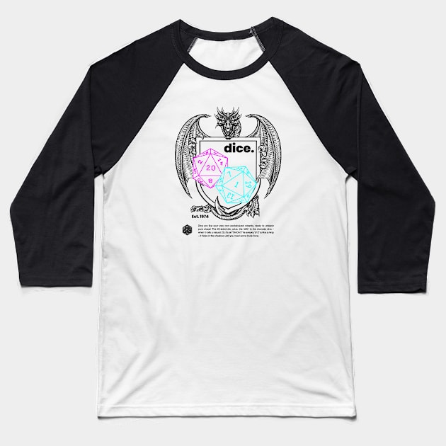 Board Game Dragon Dice Lover Black Baseball T-Shirt by Pink Syrup Workshop